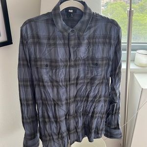 Paige Everett long sleeve button down/overshirt, blue/grey (“windmill”)